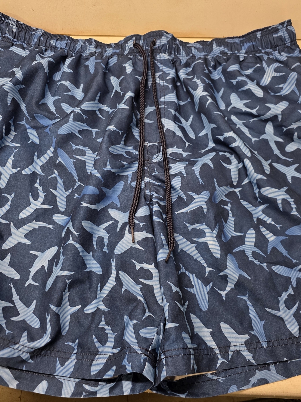 Croft & Barrow Men’s Swim Trunks 3XB Blue Shark Print Mesh Lined Drawstring